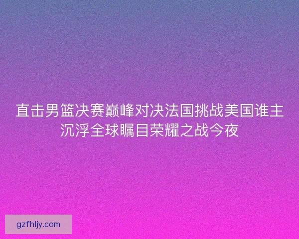 直击男篮决赛巅峰对决法国挑战美国谁主沉浮全球瞩目荣耀之战今夜